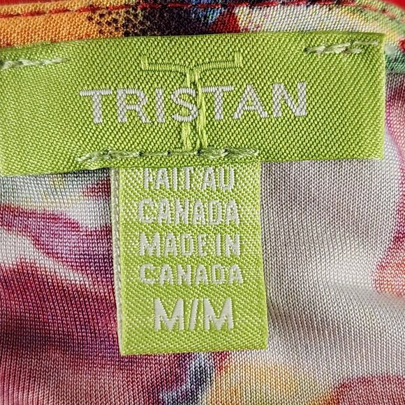 Tristan Colorful Watercolor Floral Stretch Knit Faux Wrap Midi Dress - Picture 5 of 5